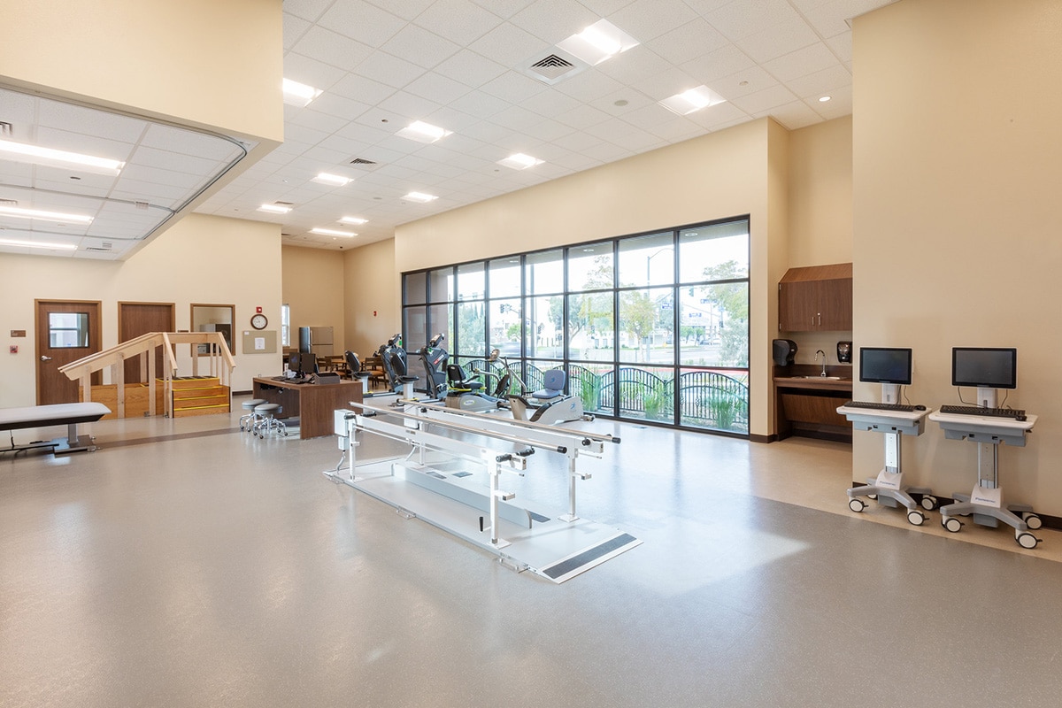 Gym with exercise machines